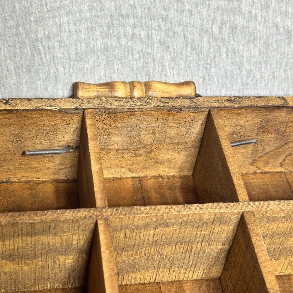 Rustic Wooden Shadow Box 25 Cubby Display Case Wall Hanging Brown 15x15